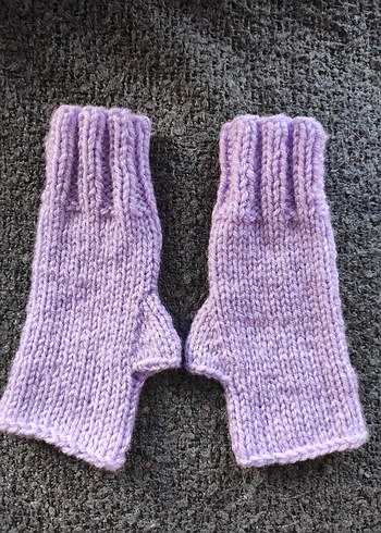 Mor Örgü Parmaksız Kadın Parmaksız Eldiven - Görsel 5