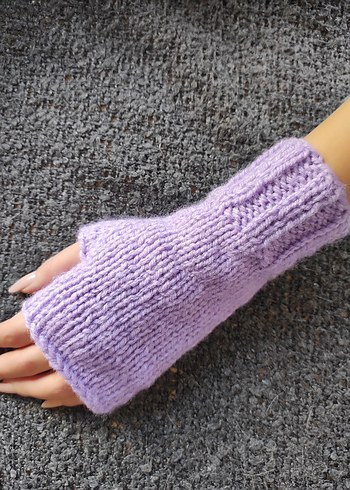 Mor Örgü Parmaksız Kadın Parmaksız Eldiven - Görsel 4