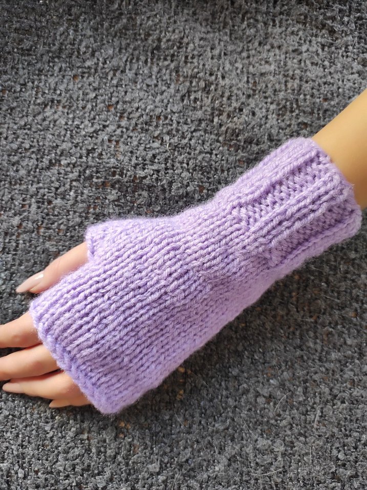 Mor Örgü Parmaksız Kadın Parmaksız Eldiven - Görsel 4