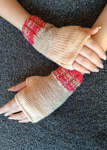 Örgü Bohem Kadın Parmaksız Eldiveni - Görsel 3