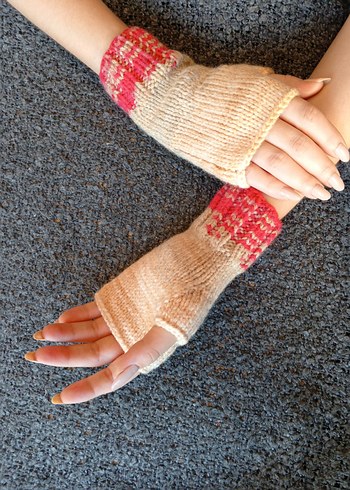 Örgü Bohem Kadın Parmaksız Eldiveni - Görsel 2