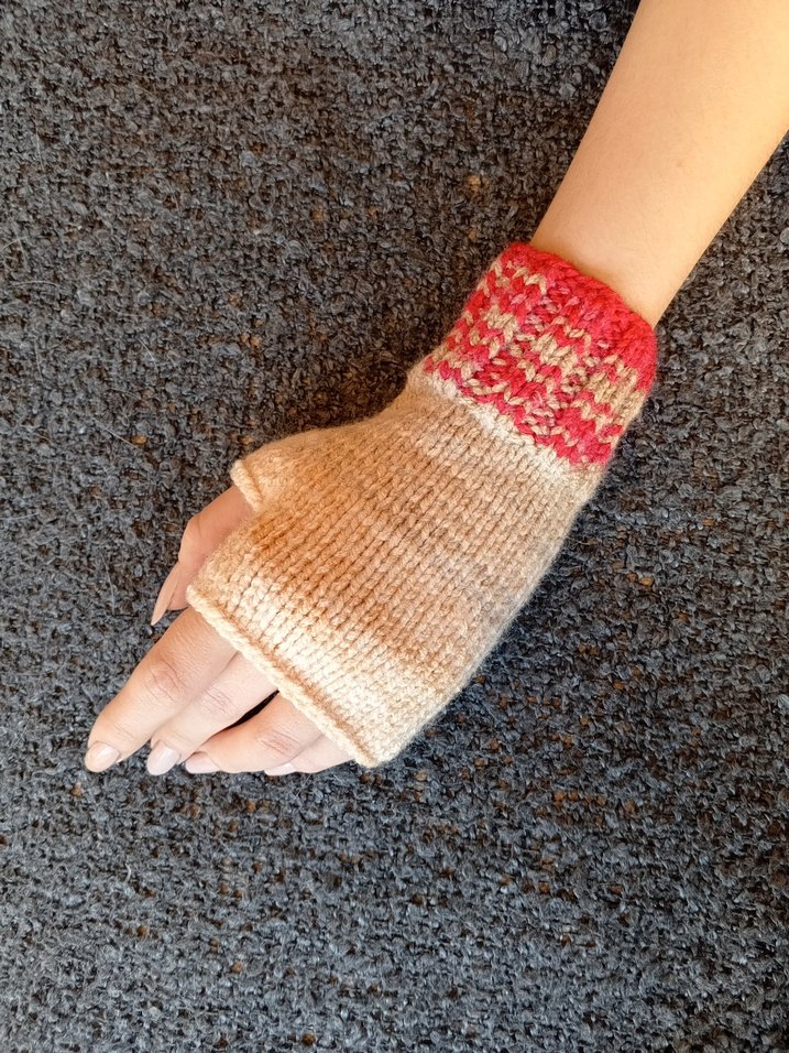 Örgü Bohem Kadın Parmaksız Eldiveni - Görsel 5