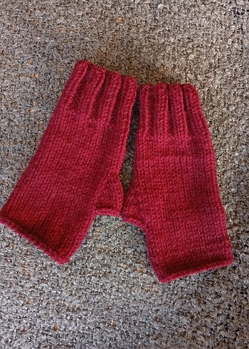 Bordo Örgü Parmaksız Kadın Eldiven - Görsel 4