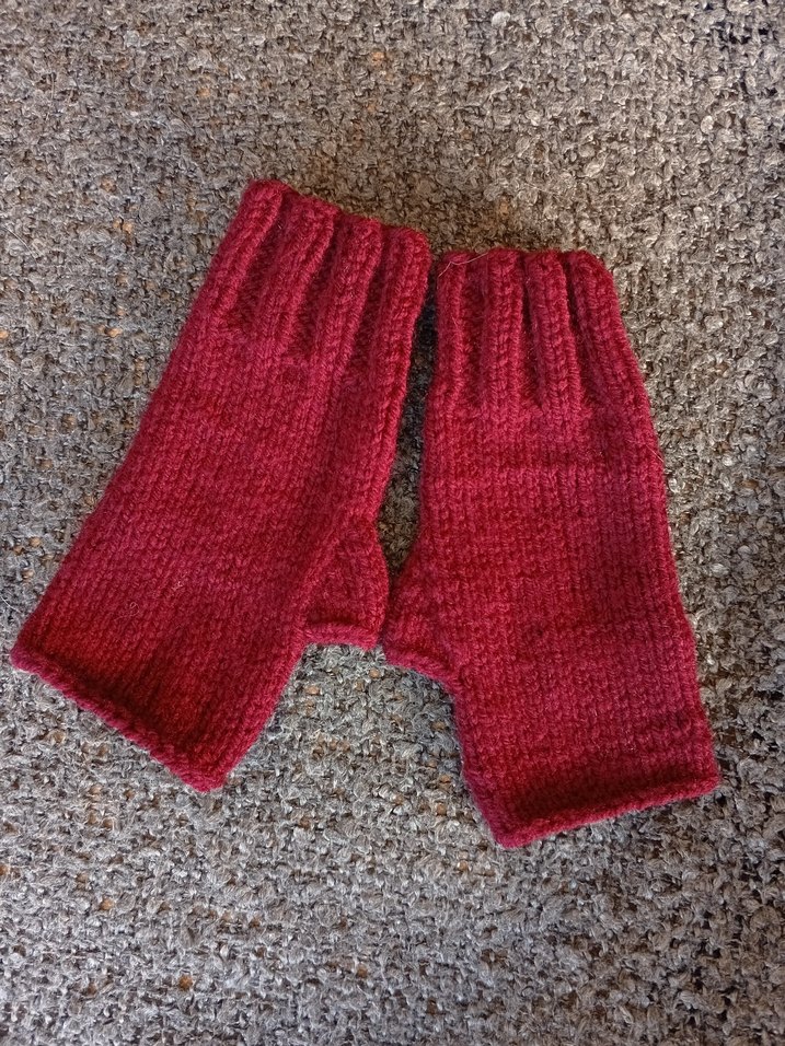 Bordo Örgü Parmaksız Kadın Eldiven - Görsel 4