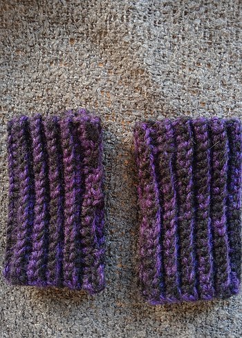 Mor Siyah Örgü Kadın Eldiveni - Görsel 2