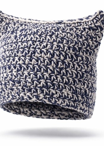 Kadın Bohem Örgü Bere Lacivert Gri - Görsel 2