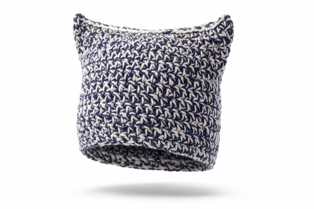 Kadın Bohem Örgü Bere Lacivert Gri - Görsel 2