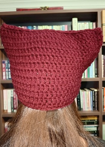 Bordo Örgü Kadın Bere - Görsel 2