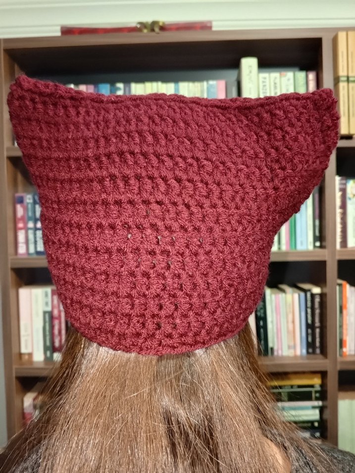 Bordo Örgü Kadın Bere - Görsel 2