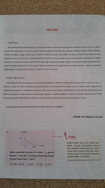  Aydın yayınları Kimya soru bankası 9.sınıf 