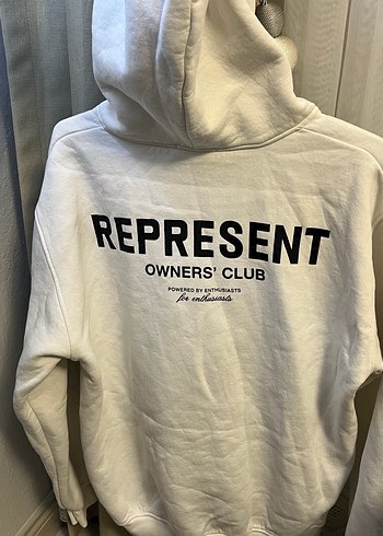 Beyaz Represent Kapüşonlu Sweatshirt - Görsel 4