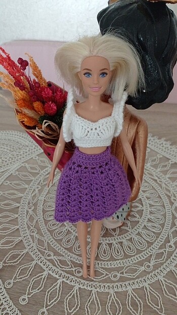 Barbie bebek örgü etek büstiyer