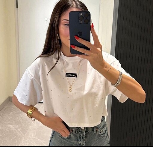 Miu miu Taşlı Tişört