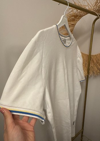 Erkek Beyaz Pamuklu Kısa Kollu Tişört - Görsel 3