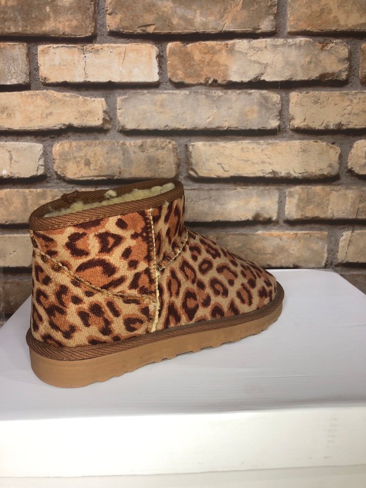 Kahverengi Leopar Desenli Kürklü Kadın Bot - Görsel 2