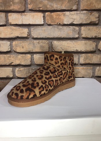 Kürklü Leopar Desenli Kadın Süet Dolgu Topuk Bot - Görsel 4