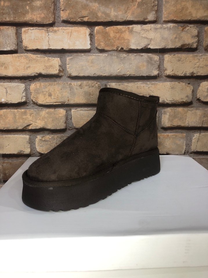 Kahverengi Süet Kadın Dolgu Topuk Bot - Görsel 4