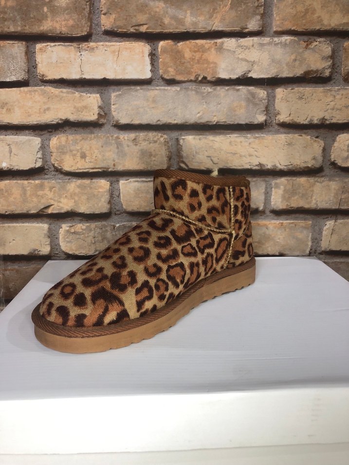 Kürklü Leopar Desenli Kahverengi Süet Kadın Bot - Görsel 4