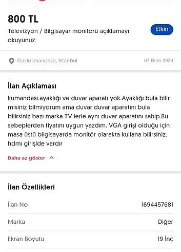 Telefox marka 19 inc TV / monitör - Görsel 5