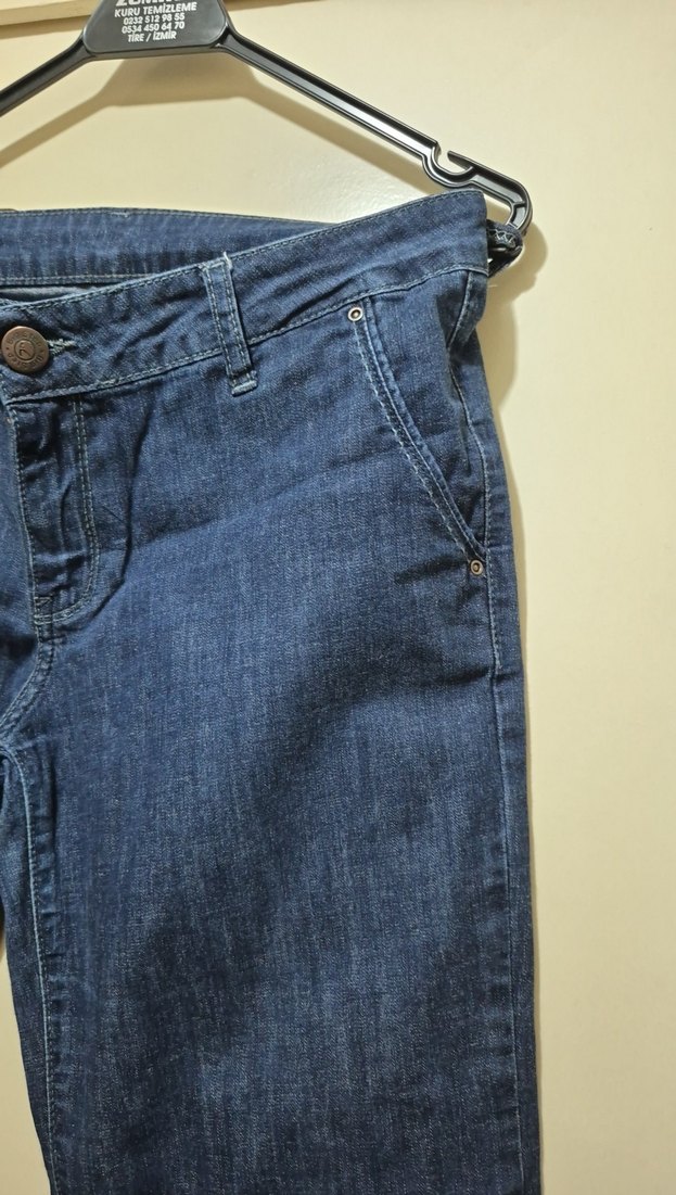 Kadın Lacivert Bol Kesim Midi Kot Pantolon - Görsel 2