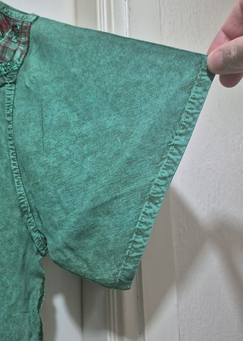 Nakışlı Dantel Detaylı Yeşil Bohem Bluz - Görsel 6