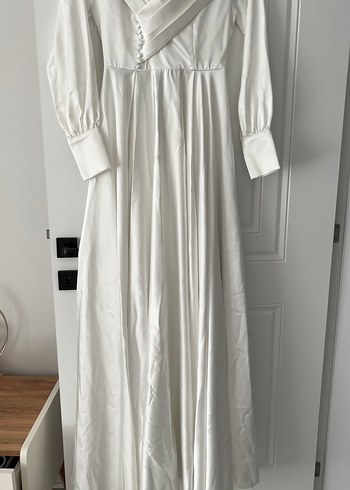 Diğer Uzun Beyaz Pilili Kadın Elbise nikah