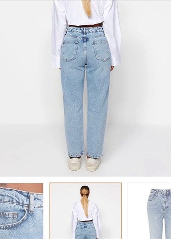 l Beden Beyaz Bağlama Desenli Regular Fit Kadın Jean