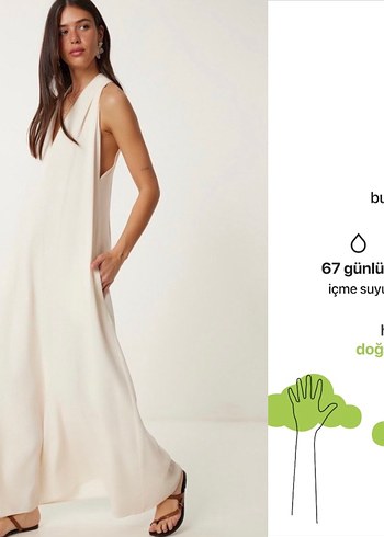 Trendyol & Milla Uzun Beyaz Keten Bohem Elbise