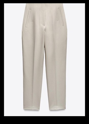 Zara Düğmeli Kısa Bej Kadın Yün Kumaş Pantolon