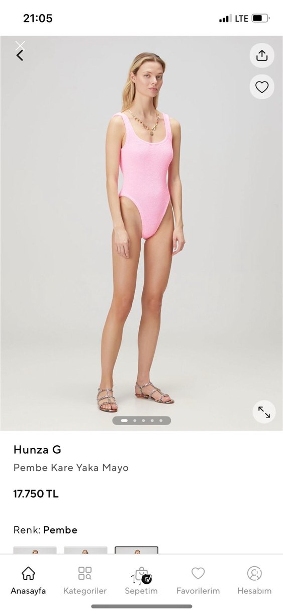 Hunza G Pembe Kare Yaka Mayo - Görsel 3