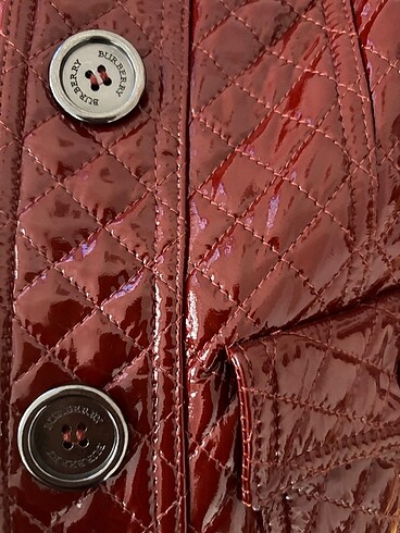 40 Beden bordo Renk Burberry parlak deri mont - çok iyi