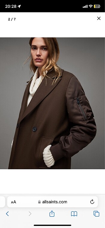 All Saints ALL SAINTS YÜN VE KAŞMİR İÇERİKLİ KABAN