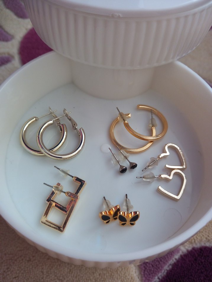 Altın Renk Midi Minimalist Küpe Seti - Görsel 2