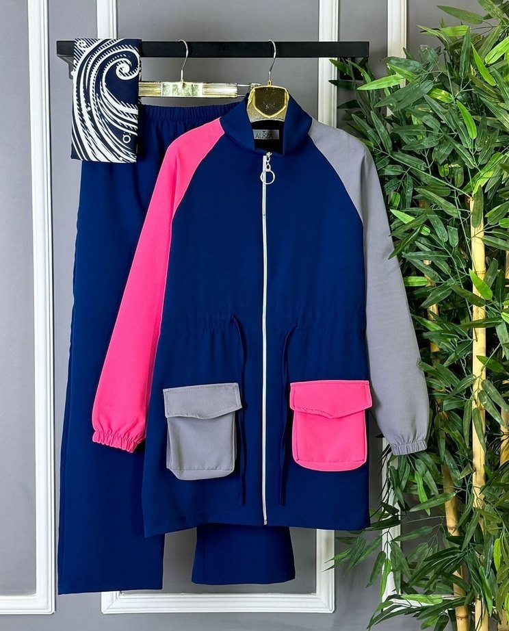 Kadın Kapüşonlu Fermuarlı Mini Eşofman - Görsel 2