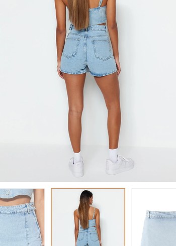 Mini Mavi Denim Şort - Görsel 4