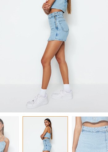 Mini Mavi Denim Şort - Görsel 3