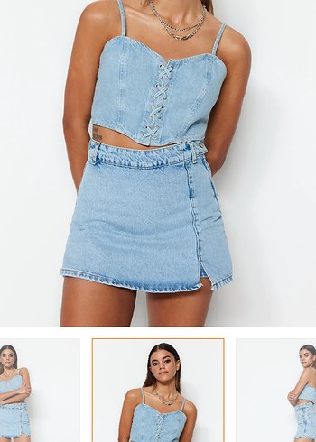 Mini Mavi Denim Şort - Görsel 2