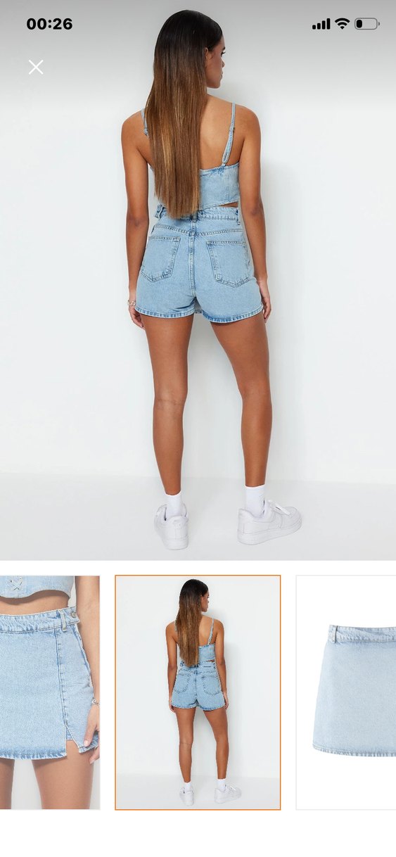 Mini Mavi Denim Şort - Görsel 4