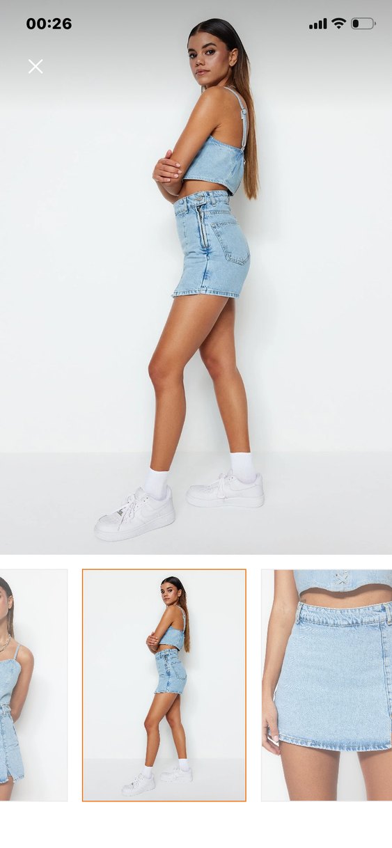 Mini Mavi Denim Şort - Görsel 3