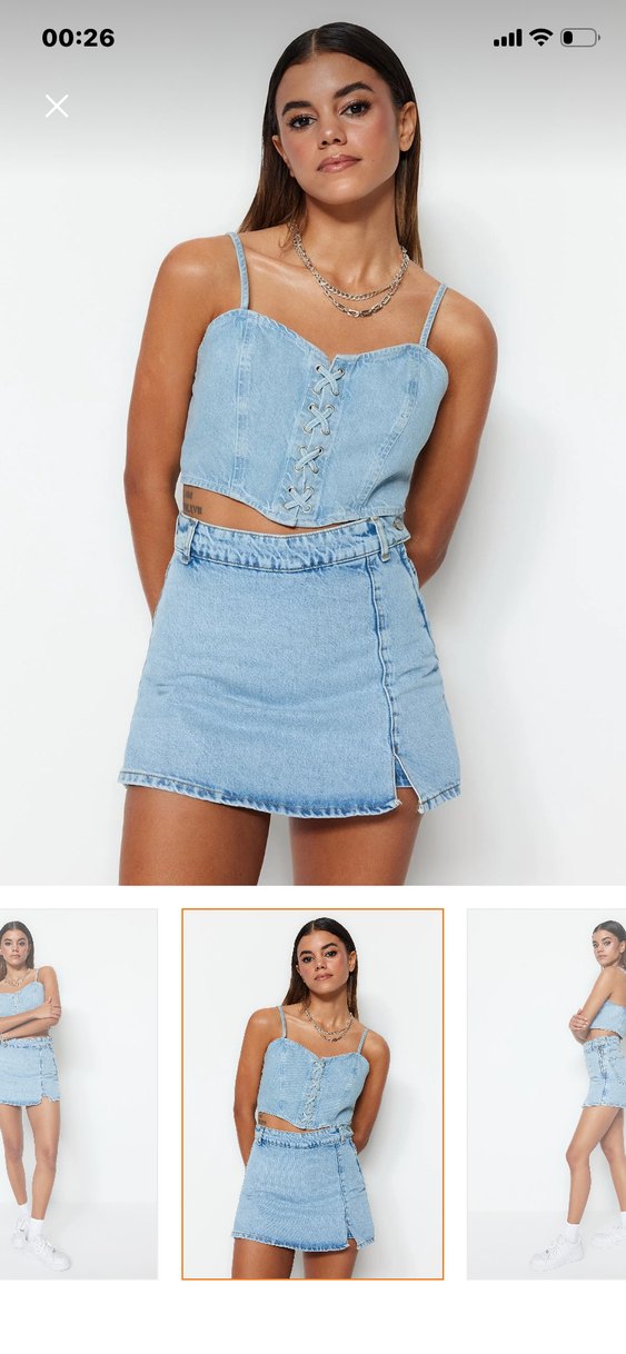 Mini Mavi Denim Şort - Görsel 2