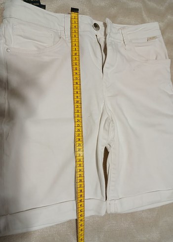 Gri Kadın Denim Kemerli Bermuda Şort - Görsel 5