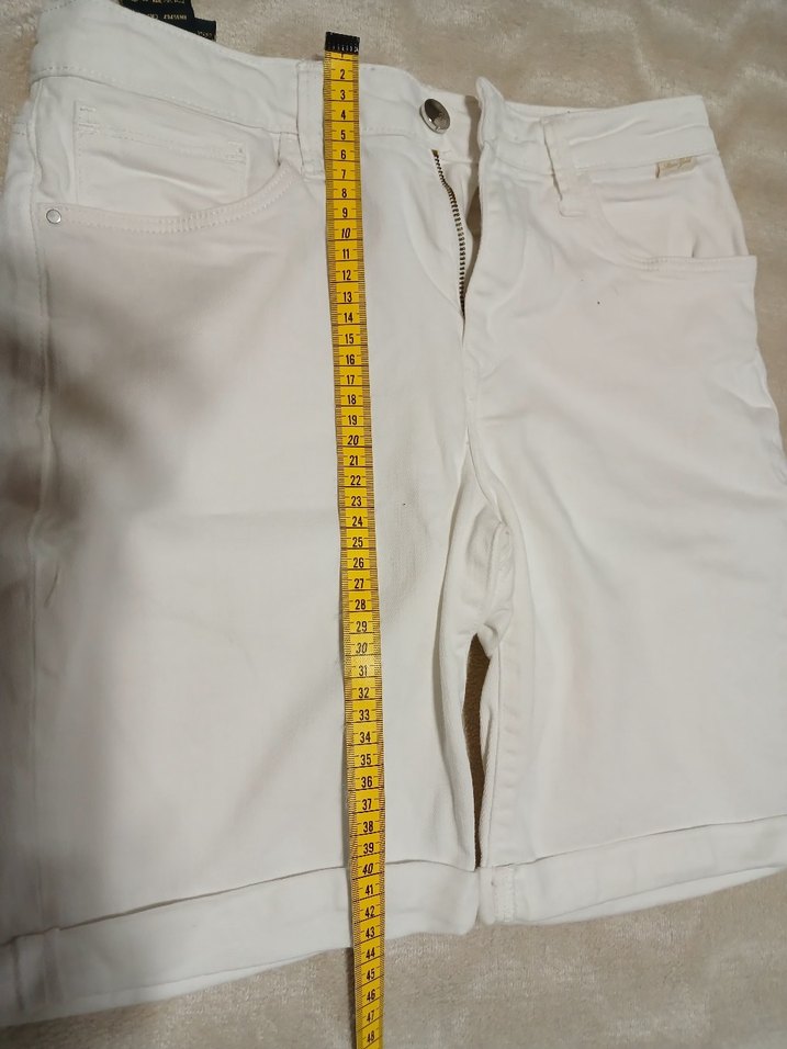 Gri Kadın Denim Kemerli Bermuda Şort - Görsel 5