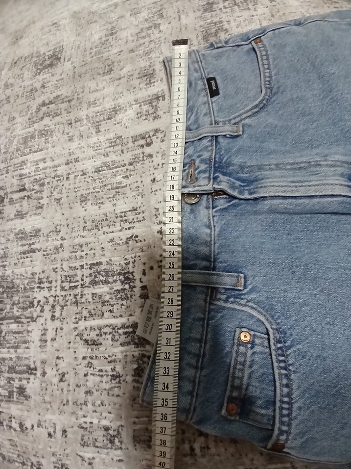 Düğmeli Gri Mini Denim Şort - Görsel 5