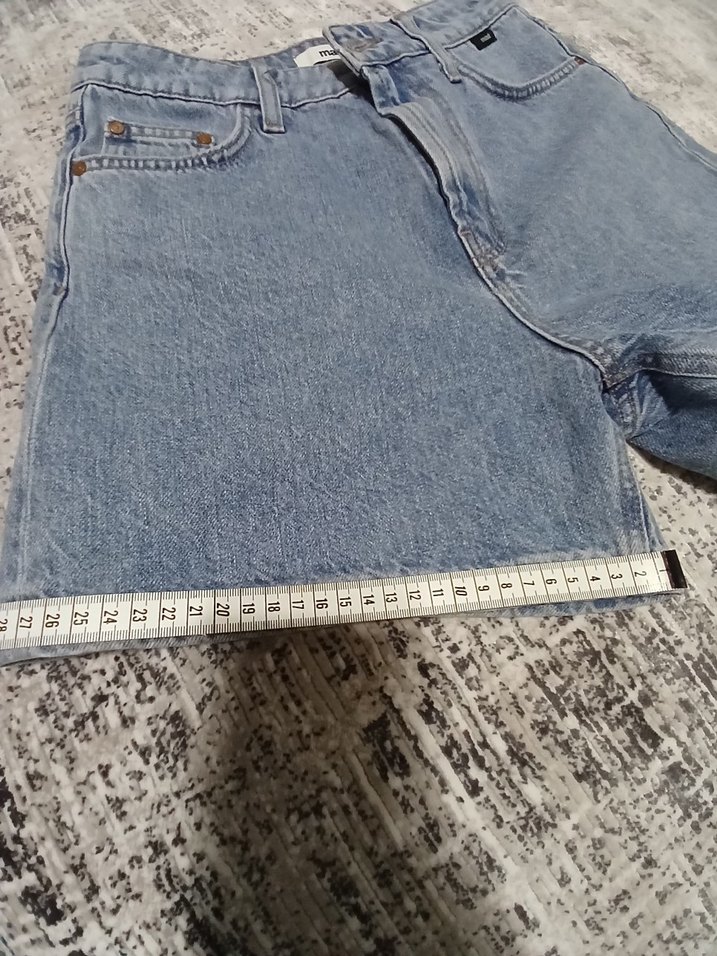 Düğmeli Gri Mini Denim Şort - Görsel 4