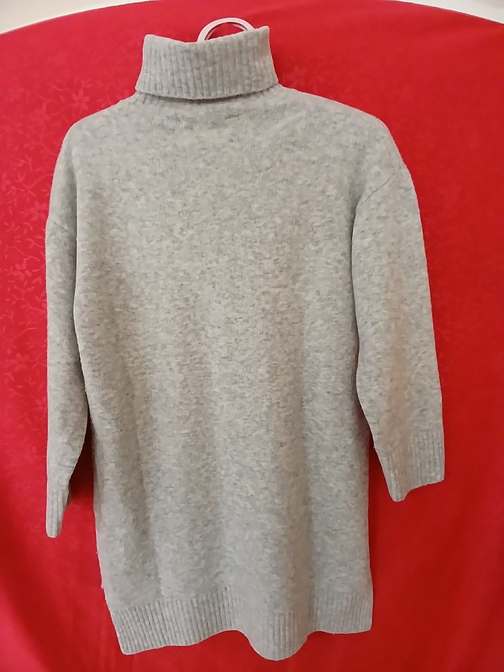 Gri Boğazlı Kadın Triko Kazak - Görsel 2