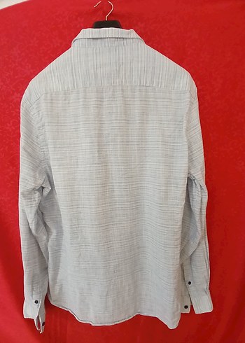 Gri Keten Erkek Gömlek Uzun Kollu - Görsel 2