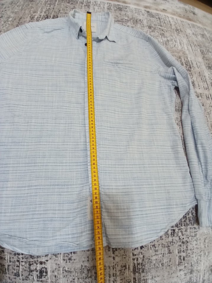 Gri Keten Erkek Gömlek Uzun Kollu - Görsel 3