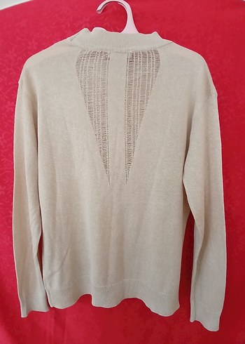 Bej Kadın Triko Uzun Kollu Bisiklet Yaka Kazak - Görsel 2