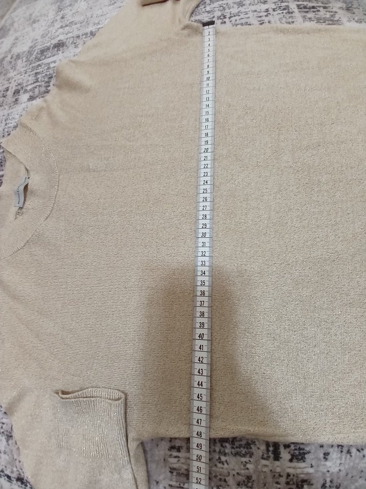 Bej Kadın Triko Uzun Kollu Bisiklet Yaka Kazak - Görsel 4