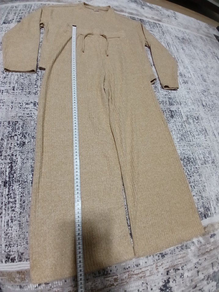 Bej Kadın Triko Kazak, Yuvarlak Yaka, Rahat Kesim - Görsel 3